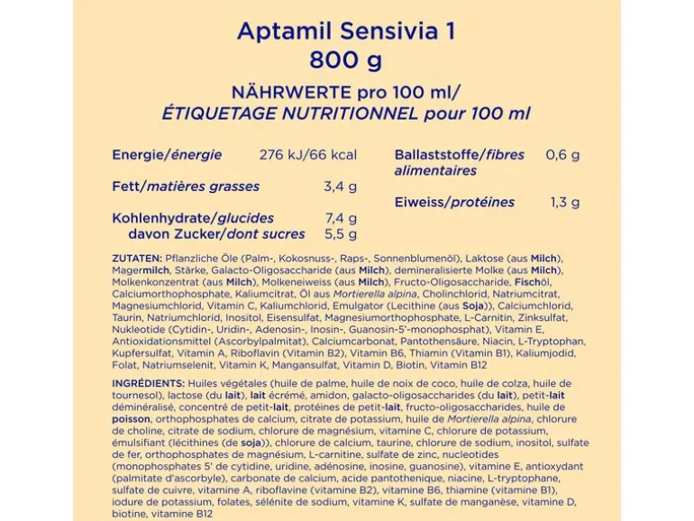 Aptamil Anfangsmilch Sensivia 1, 4x 800 g