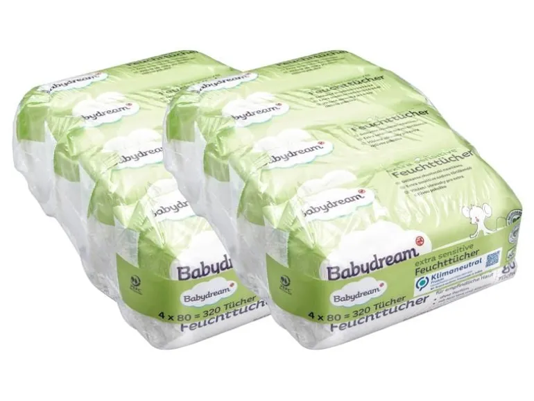 Babydream Feuchttücher Extra Sensitive, Vorteilspackung 8 x 80 Stk.