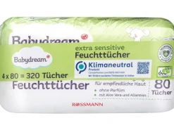 Babydream Feuchttücher Extra Sensitive, Vorteilspackung 4 x 80 Stk.