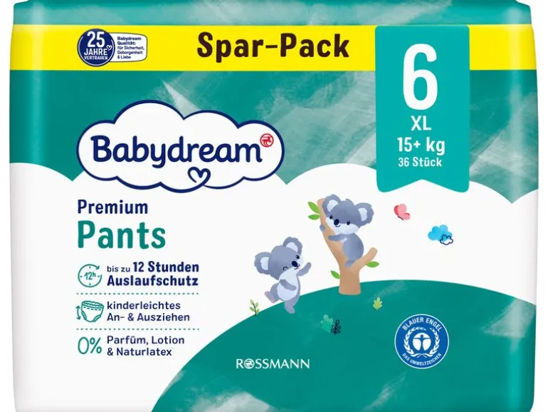 Babydream Windeln Premium Pants Jumbopack 36 Stück, Grösse 6