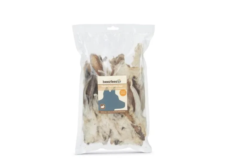 Beeztees Kausnack Kaninchenohren mit Fell, 200 g