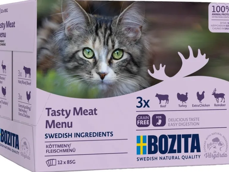 Bozita Nassfutter Häppchen in Sauce Fleisch-Menü, 12 x 85 g