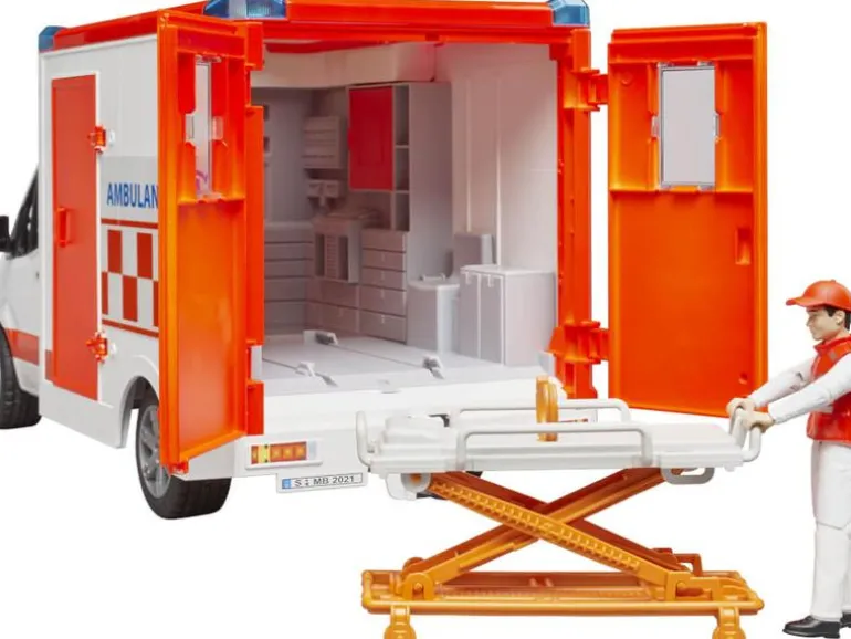 Bruder Spielwaren Rettungsfahrzeug MB Sprinter Ambulanz mit Fahrer