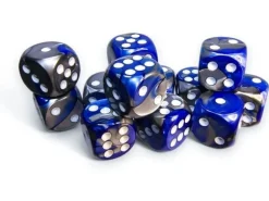 Chessex Würfelset Gemini 16 mm d6 Blau-Stahl/Weiss 12 Stk.