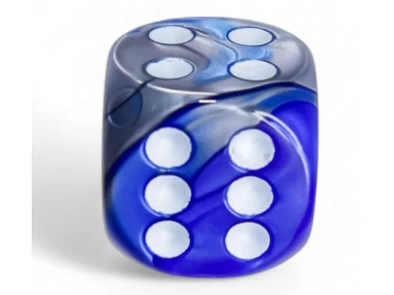 Chessex Würfelset Gemini 16 mm d6 Blau-Stahl/Weiss 12 Stk.