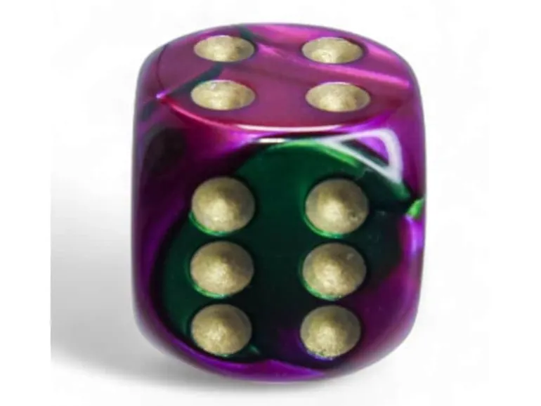Chessex Würfelset Gemini 16 mm d6 Grün-Lila/Gold 12 Stk.