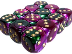 Chessex Würfelset Gemini 16 mm d6 Grün-Lila/Gold 12 Stk.