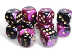 Chessex Würfelset Gemini 16 mm d6 Schwarz-Lila/Gold 12 Stk.