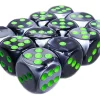 Chessex Würfelset Gemini 16 mm d6 Schwarz-Grau/Grün 12 Stk.