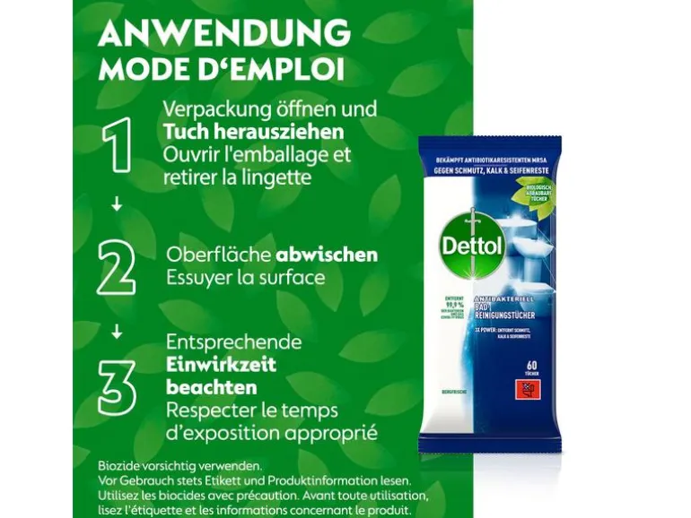 Dettol Bad-Reinigungstücher Bergfrische 60 Stück