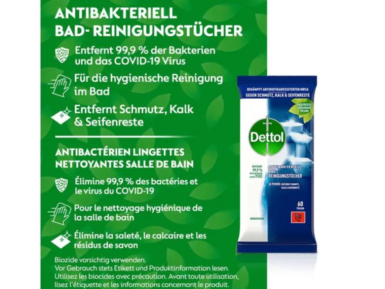 Dettol Bad-Reinigungstücher Bergfrische 60 Stück