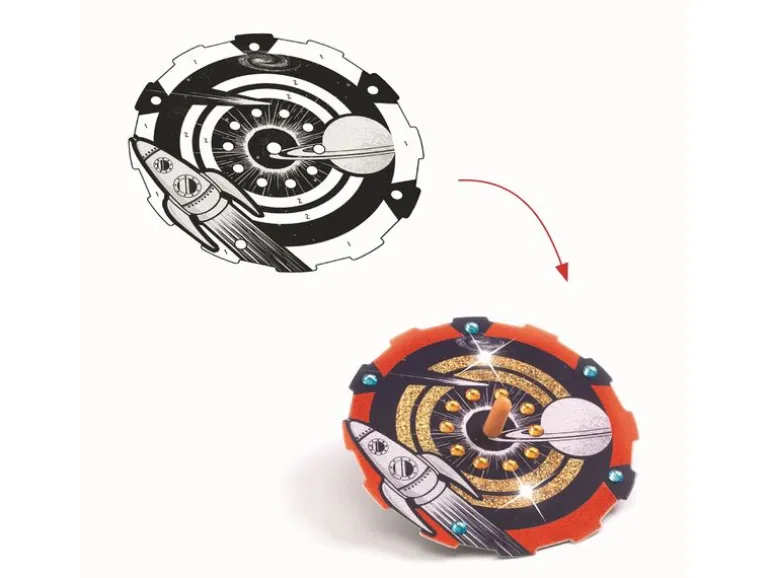 DJECO Bastelset Kreisel Weltraum mit Metallic-Effekten