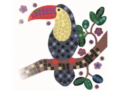DJECO Bastelset Mosaik Vögel Metallic-Schaumstoffsteine