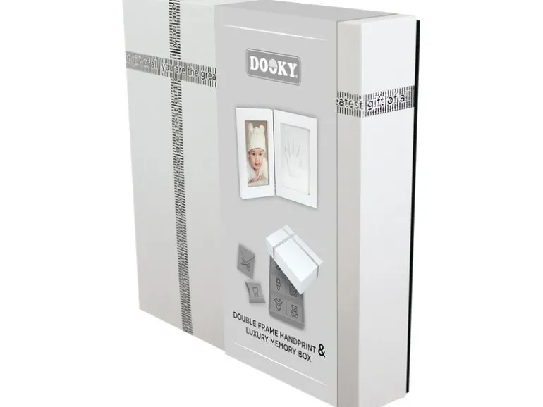 Dooky Handabdruck-Doppelrahmen und Erinnerungsbox Weiss