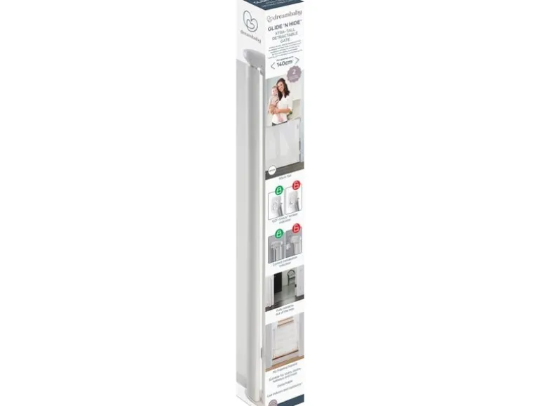 DREAMBABY Türschutzgitter Glide n Hide 60 cm - 140 cm Weiss