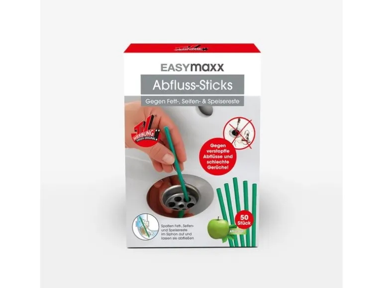 EASYmaxx Abflussreiniger Sticks Apfelduft 50 Stück