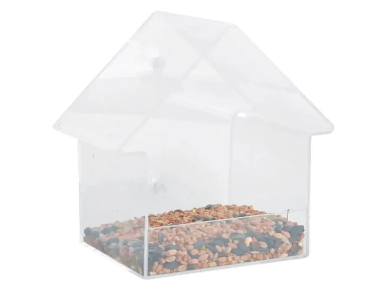 Esschert Design Fenster-Vogelhaus Acryl transparent