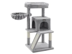Feandrea Kratzbaum mit Kratzbrett, 96 cm, Grau/Beige