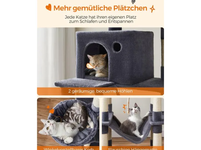 Feandrea Kratzbaum XXL, 206 cm, Rauchgrau/Beige
