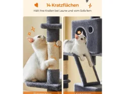 Feandrea Kratzbaum XXL, 206 cm, Rauchgrau/Beige