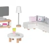 Goki Puppenhausmöbel Wohnzimmerausstattung 15-teilig