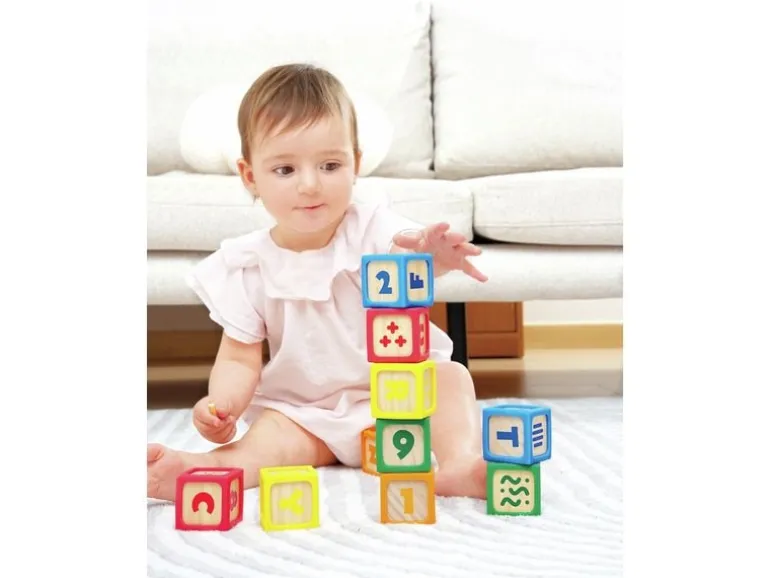 Hape Stapelklötzchen aus Silikon und Holz 10 Stück
