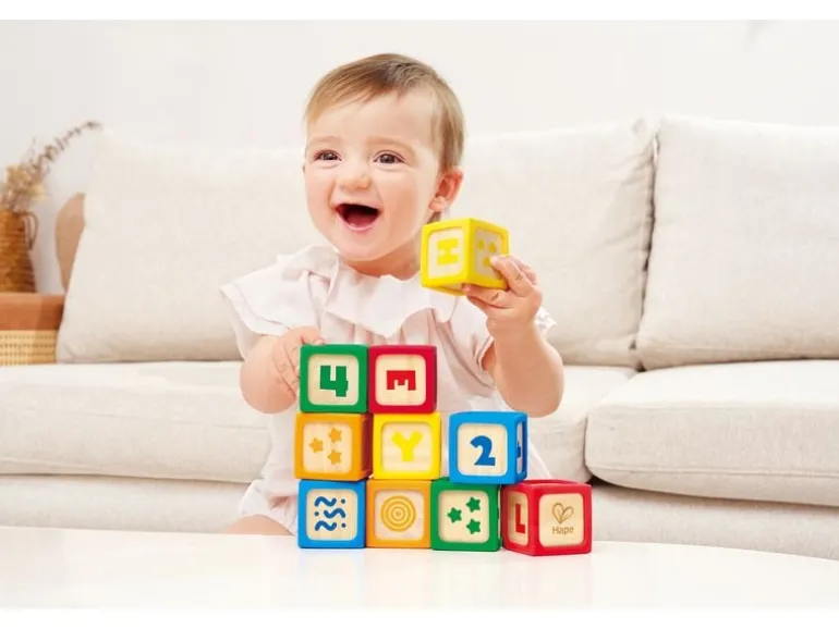 Hape Stapelklötzchen aus Silikon und Holz 10 Stück