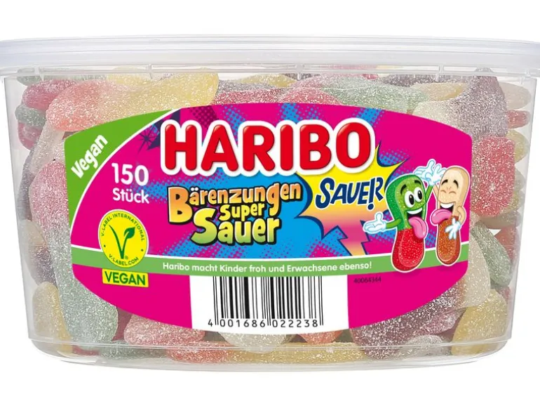 Haribo Gummibonbons Bärenzungen Super Sauer Dose 1350 g
