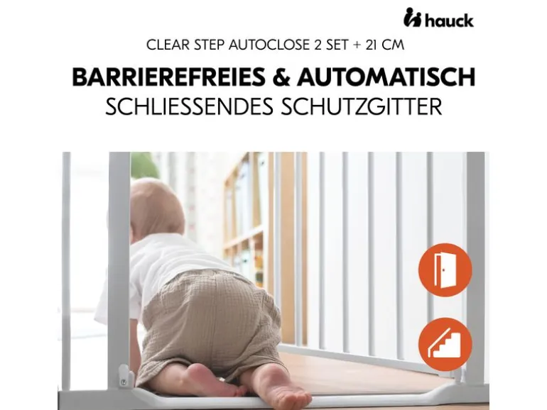 Hauck Türschutzgitter Clear Step Autoclose 2 +21 cm Weiss