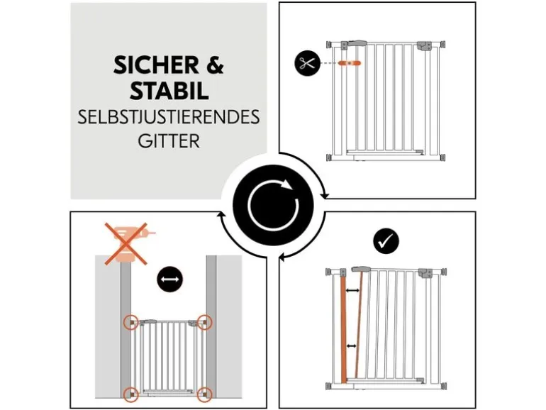 Hauck Türschutzgitter Clear Step Autoclose 2 Weiss 75 cm - 80 cm