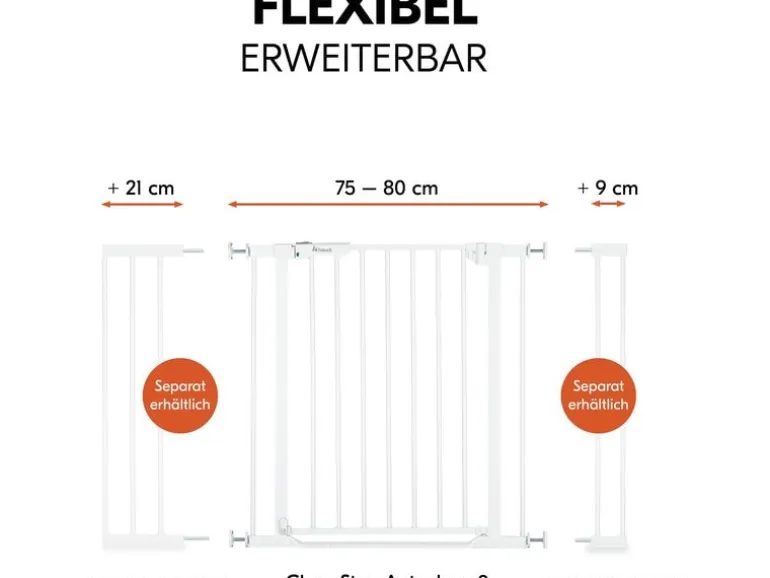 Hauck Türschutzgitter Clear Step Autoclose 2 Weiss 75 cm - 80 cm
