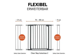 Hauck Türschutzgitter Clear Step Autoclose 2 Grey 75 - 80 cm