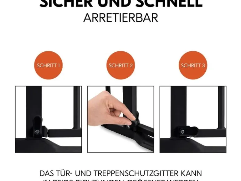 Hauck Türschutzgitter Clear Step Autoclose 2 Schwarz 75 cm - 80 cm