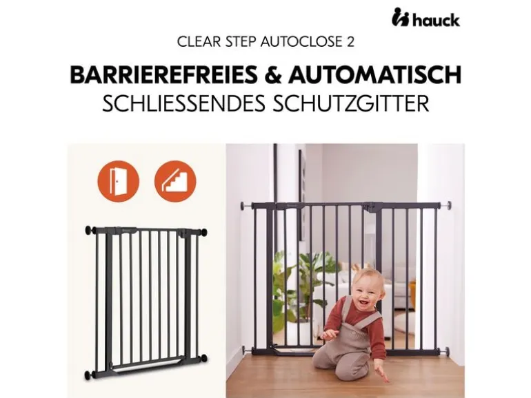 Hauck Türschutzgitter Clear Step Autoclose 2 Schwarz 75 cm - 80 cm