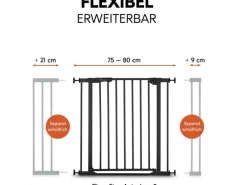 Hauck Türschutzgitter Clear Step Autoclose 2 Schwarz 75 cm - 80 cm