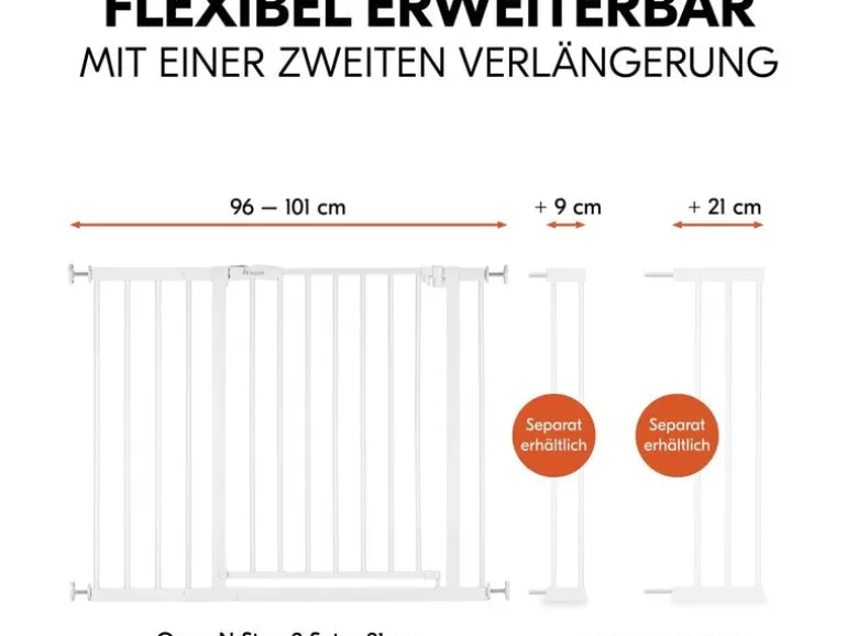 Hauck Türschutzgitter Open N Stop 2 Set +21 cm Weiss