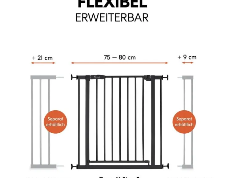 Hauck Türschutzgitter Open N Stop 2 Schwarz 75 cm - 80 cm