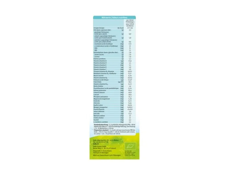 HOLLE Anfangsmilch Bio PRE 400g