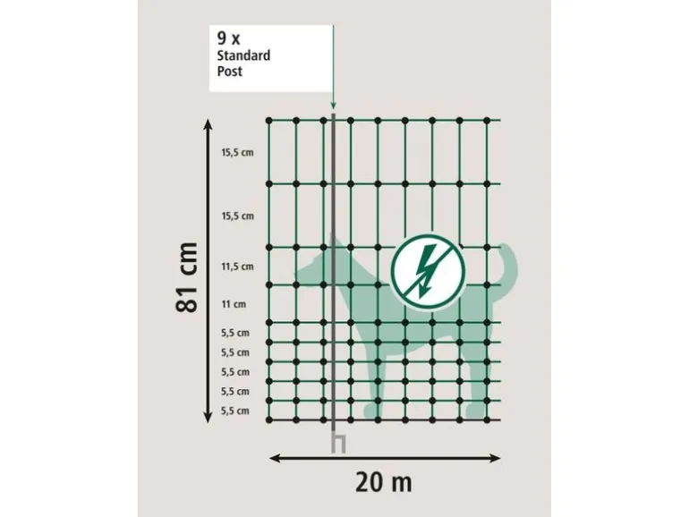Kerbl Mobiler Hundezaun mit Einzelspitze 20 m, Grün