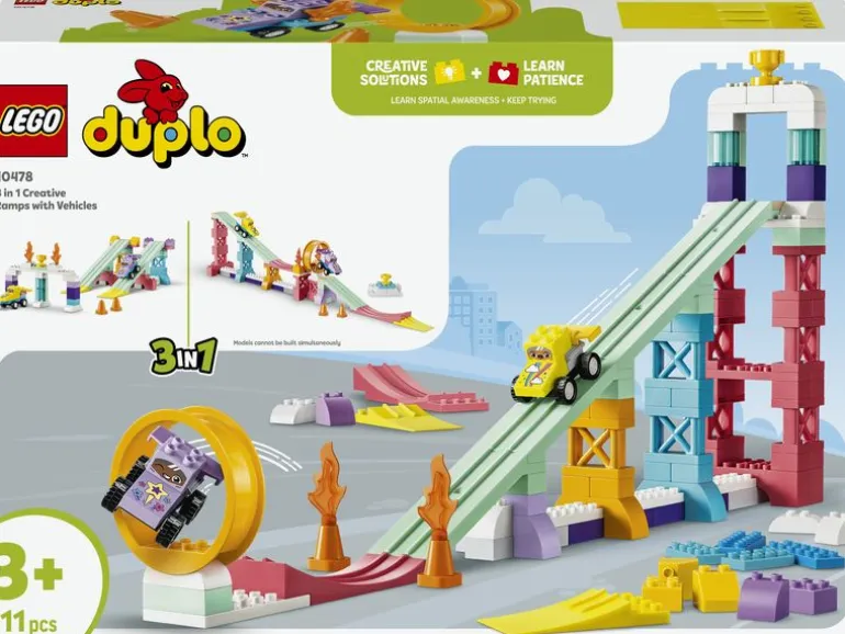 LEGO® DUPLO® Kreative Sprungschanzen, kleine Flitzer 3‑in‑1 10478