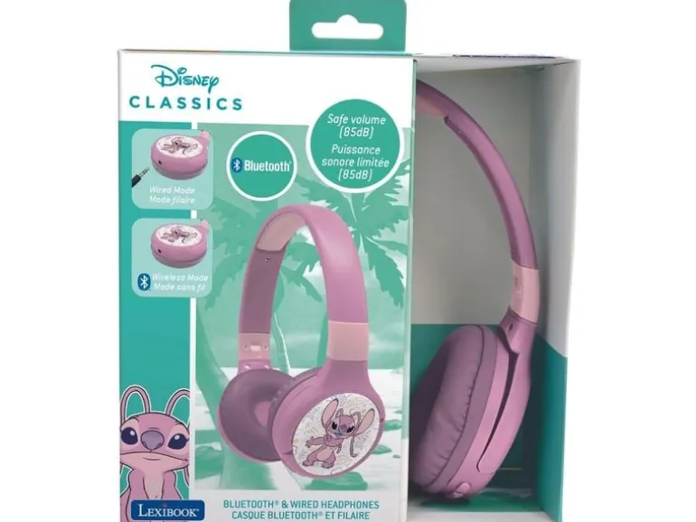 Lexibook Disney Stitch Angel 2in1 Bluetooth-Kopfhörer Rosa