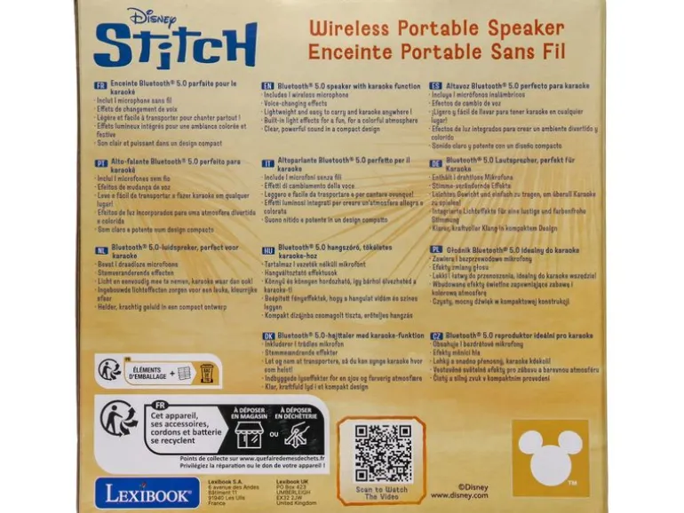 Lexibook Portable Karaoke Speaker DISNEY Stitch Blau