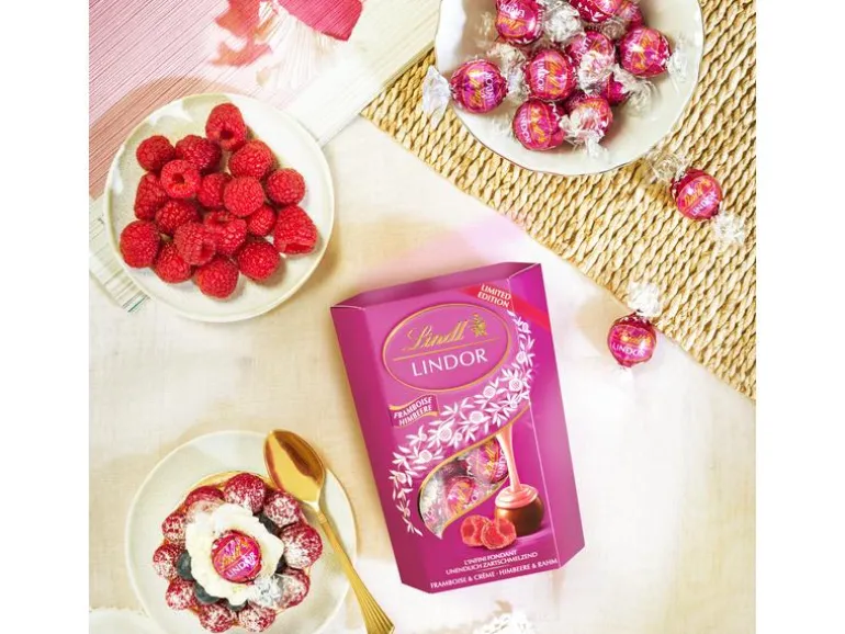 Lindt Schokoladen-Pralinen Lindor Kugeln Himbeere & Rahm 200 g