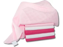 MAKIAN Mulltuch 6-er Set 70 x 70 cm Pink und Weiss uni