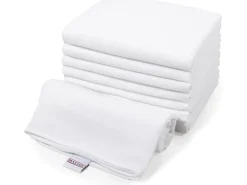 MAKIAN Mulltuch 8-er Set 80 x 80 cm, Weiss