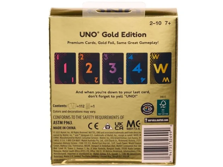 Mattel Spiele Kartenspiel UNO Gold Edition