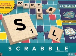 Mattel Spiele Scrabble Original Holz 2 in 1 , 2-4 Spieler – DE -