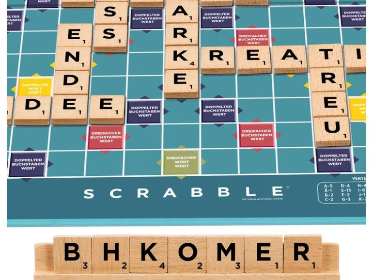 Mattel Spiele Scrabble Original Holz 2 in 1 , 2-4 Spieler – DE -