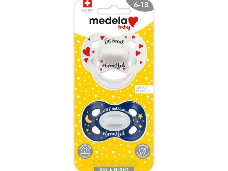 Medela Baby Nuggi Day & Night 2 Stk. 6 - 18 Mt. blau/weiss