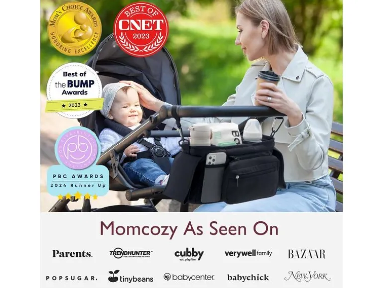 momcozy Kinderwagenorganizer mit Getränkehaltern Schwarz